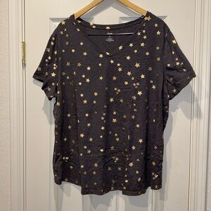 EVRI, Gray, Gold,Size2X, v-neck, Short Sleeve